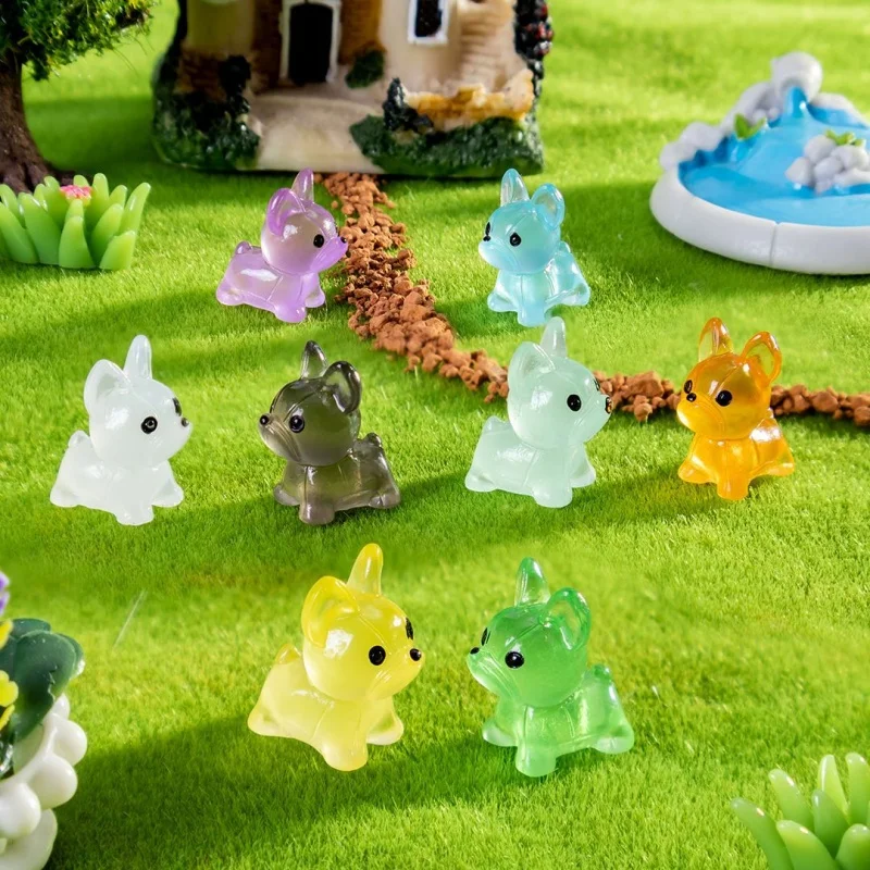 30 Uds Mini accesorios luminosos para cachorros, juguete encantador para cachorros que brilla en la noche, miniaturas de jardín de hadas, decoración de escritorio para perros, regalo