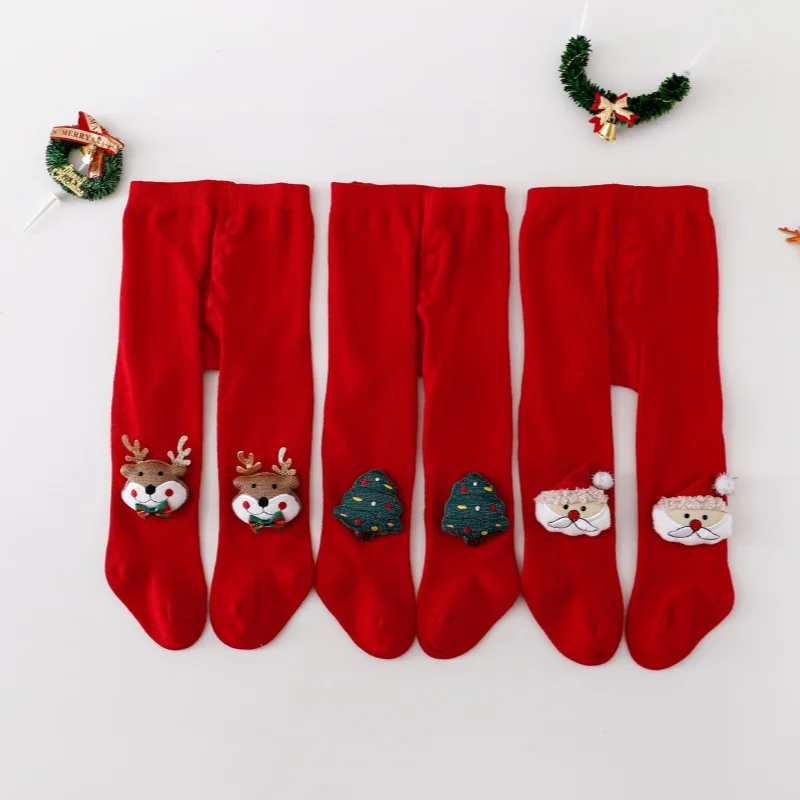 

Christmas Newborn Baby Tights For Girls Knitted Santa Claus Elk Cotton Infant Baby Girl Tights Red Toddler Pantyhose New Year