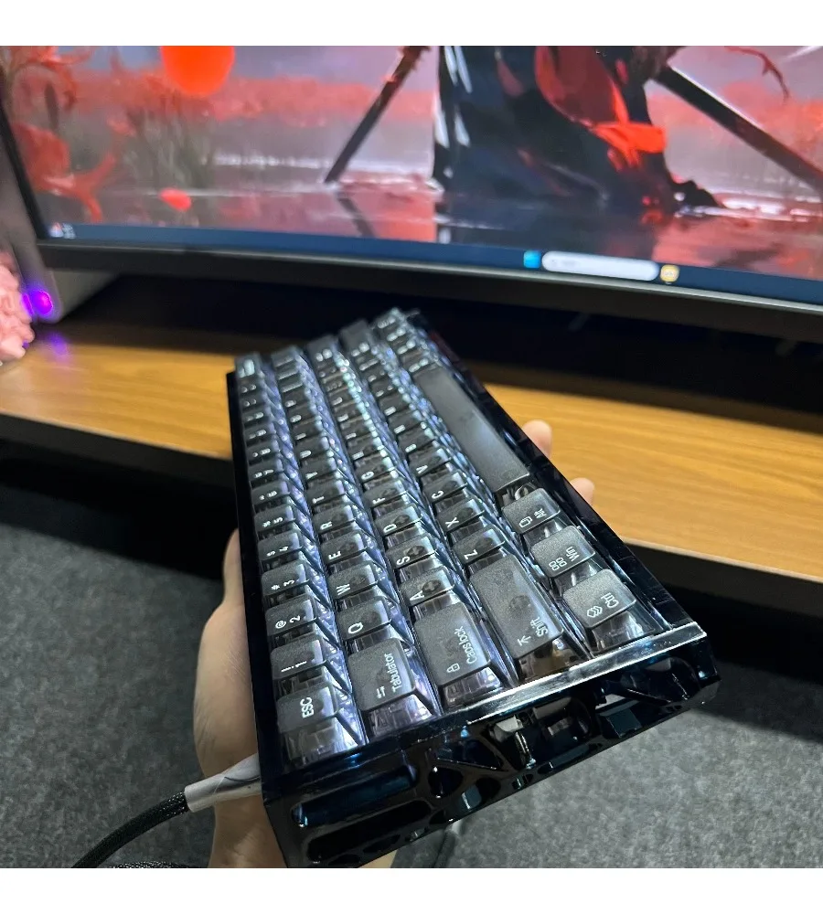 (Ice mist black through) Ice mist PC original factory height from ace68wooting little bee night demon keycap