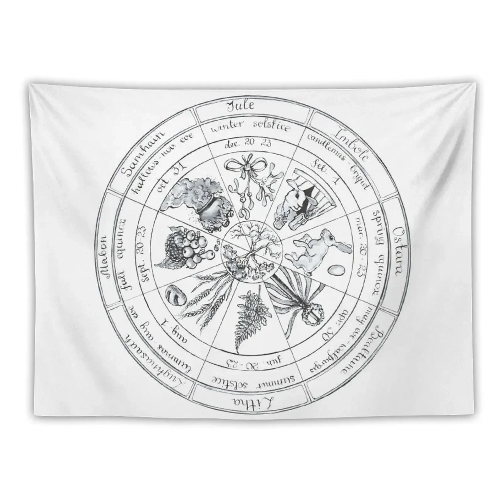 The Wheel of the Year - seasons' wheel Tapestry Things To The Room Art Mural Tapestry