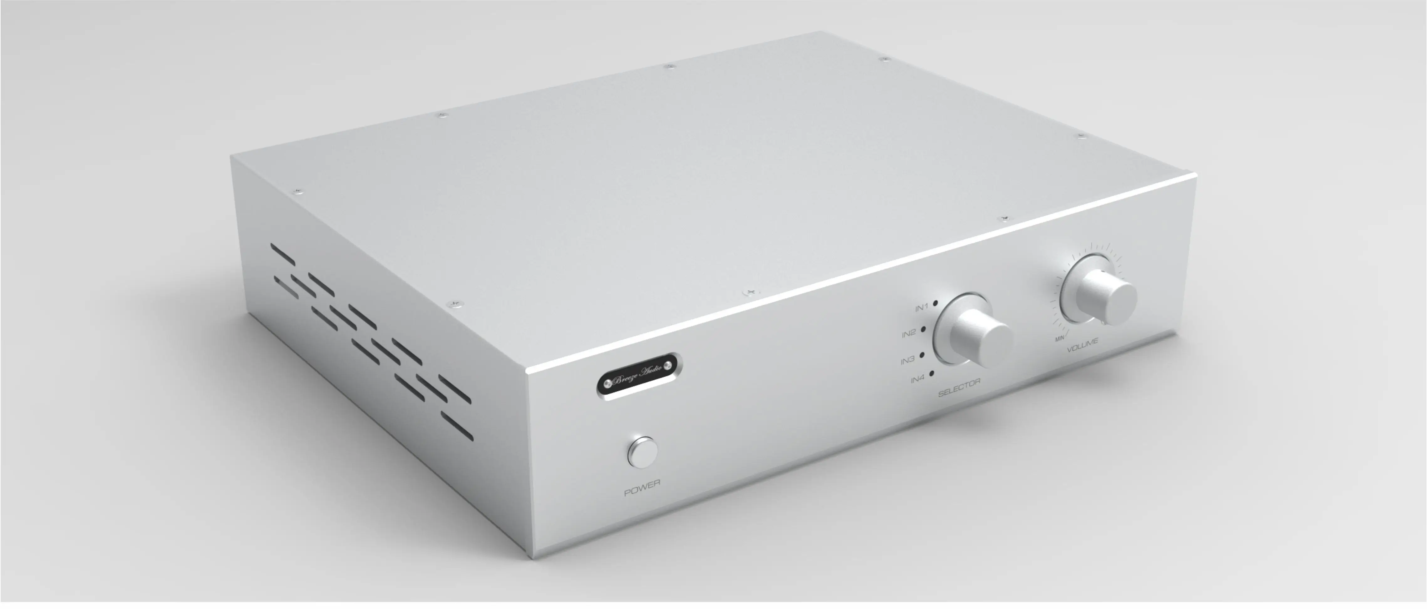 

Full Aluminum silver preamplifier DIY chassis with double knob frosted texture 430*100*330mm