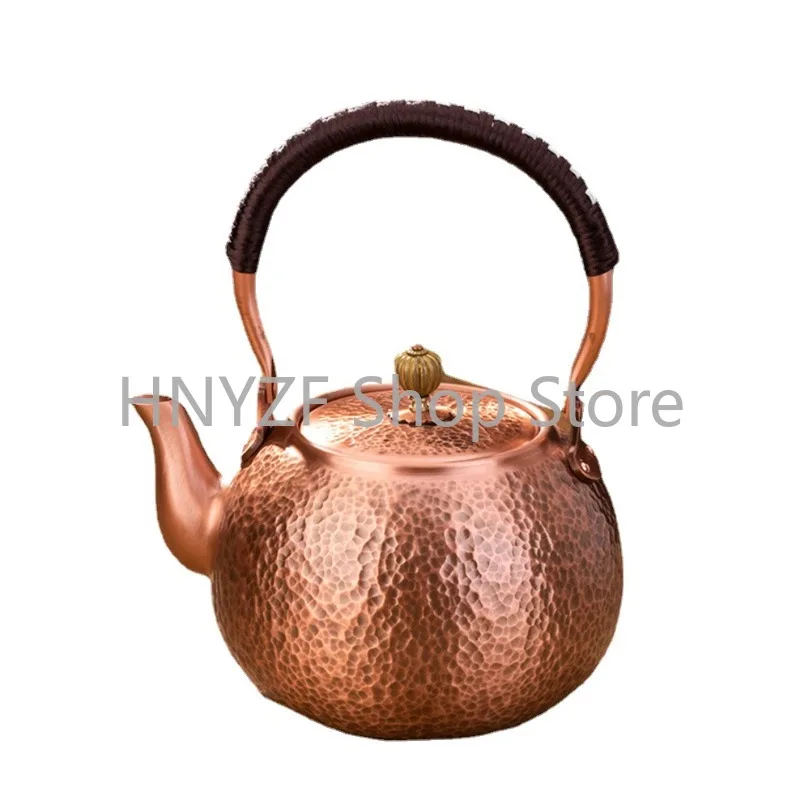 1200/1600ml Retro Style Handmade Copper Pot for Boiling Water Large Capacity Health Care Teapot Pure Copper Boiling Tea Kettle