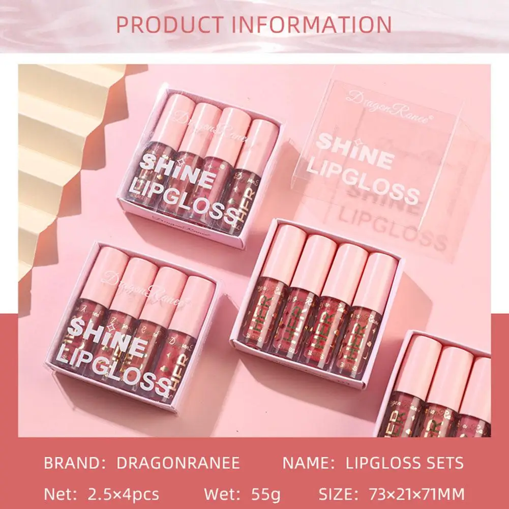 Lanbena-batom hidratante para mulheres, brilho labial, duradouro, impermeável, maquiagem, cosméticos, lábio vermelho, n4b5, 4 cores