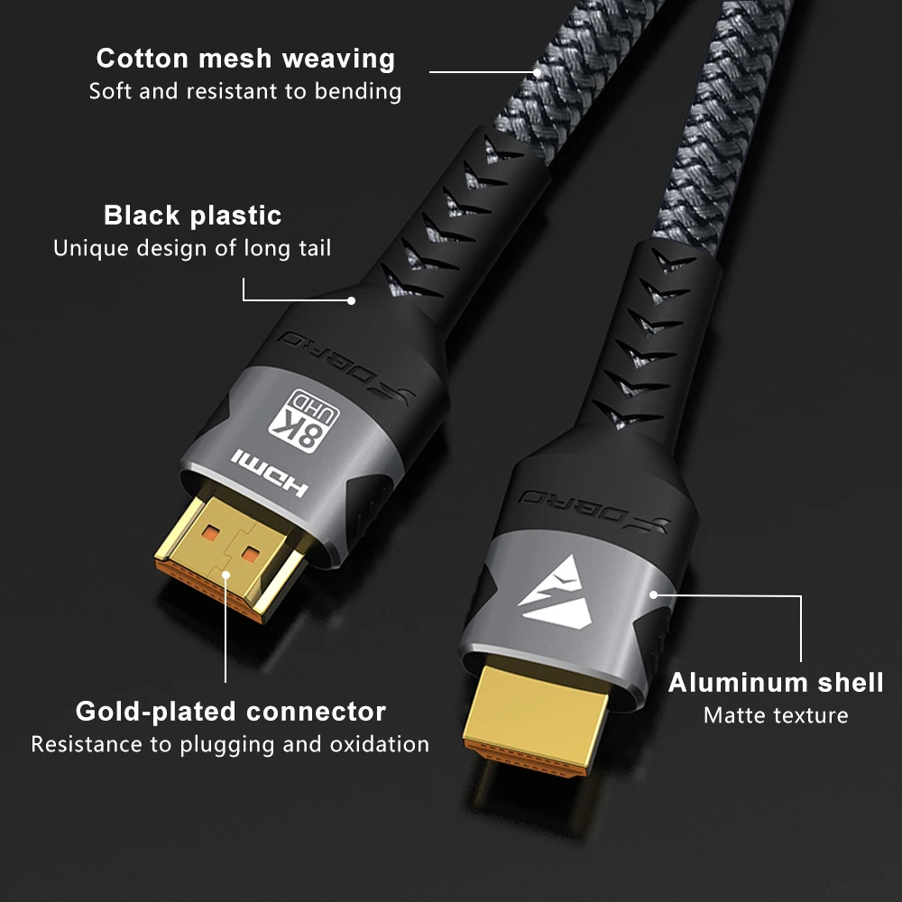 HDMI-Kabel 4K HDMI-kompatibles 2.0-Kabel 8K 60Hz 4K 120Hz 2K 144Hz 48Gbps HDTV-Splitter-Umschalter für Monitor TV Box Projektor 3m – Detail 15