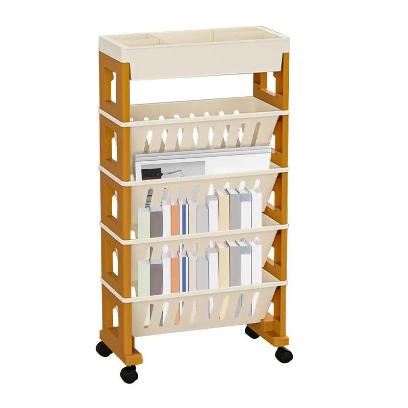 

Rolling Carts With Wheels Multi-layer Bookshelf Organizer Rolling Bookshelf Flexible Book Storage Containers Book Storage Rack