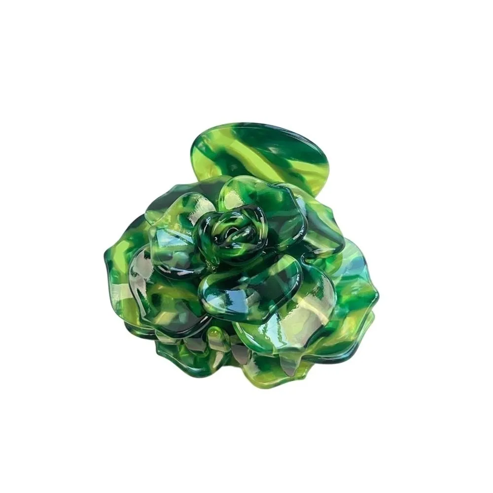 

Fashion Elegant Camellia Hair Claw Korean Style Creative Flower Shark Clip Acrylic Gradient Color Acetic Acid Hair Claw School