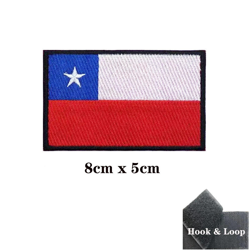 Chile flag Patches Armband Embroidered Patch Hook & Loop Iron On Embroidery  Badge Military Stripe