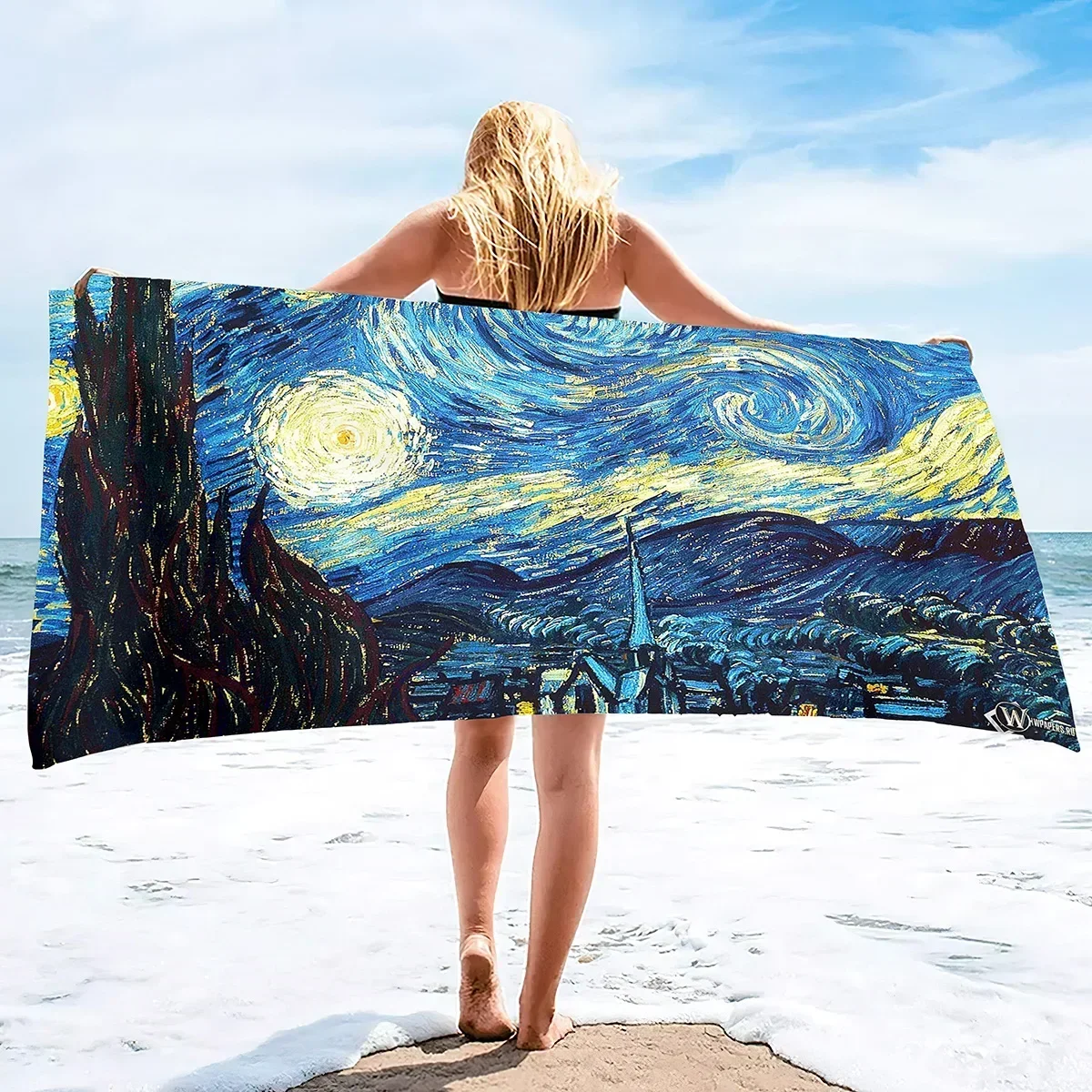 80X160cm Van Gogh Starry Night Print Beach Towels Absorbent Microfiber Travel Pool Swim Surfing Lightweight Textile Bath Towel