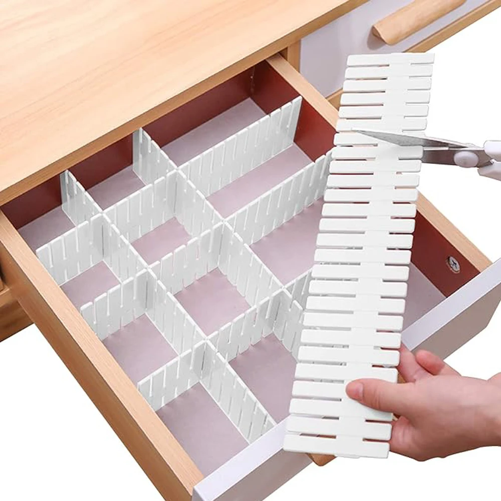 

8PCS DIY Adjustable Storage Partition Board Plastic Drawer Divider Combination Partition Board Space-saving Cabinet Organizer