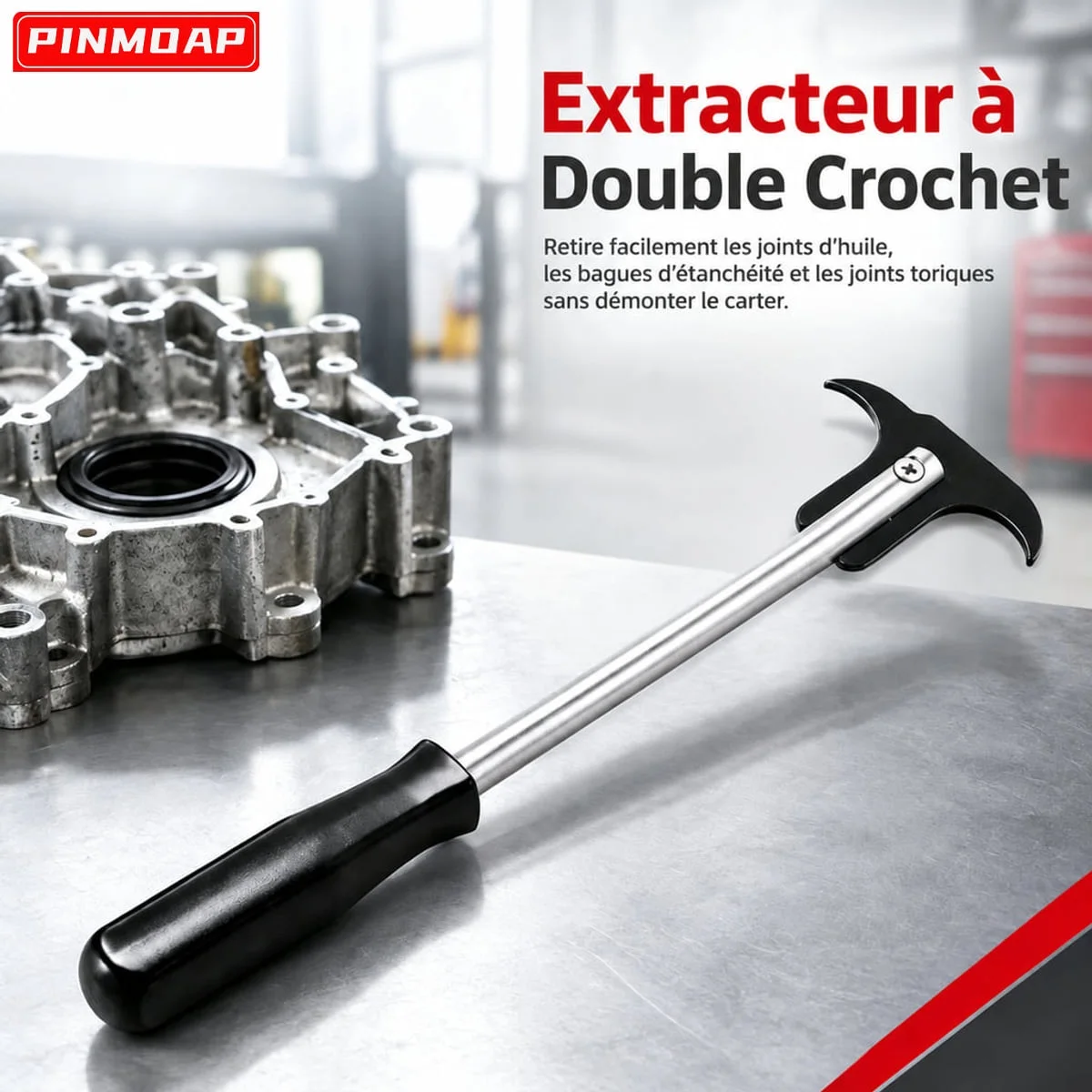 PINMOAP, 1 pièce, outil extracteur de joints d'huile à double crochet pour le retrait des joints d'huile et des joints toriques de moteur et de transmission, outil manuel de réparation automobile