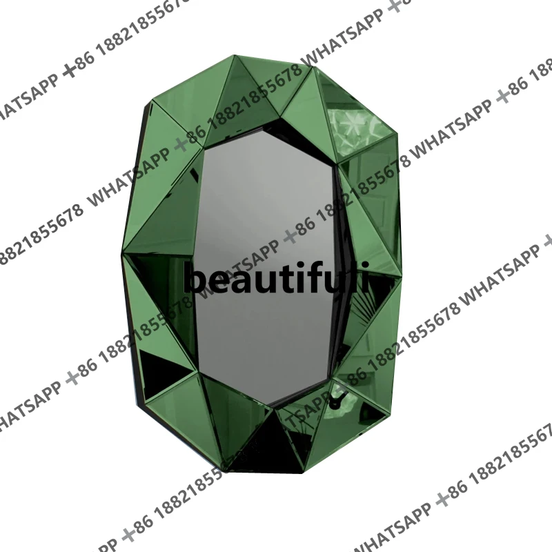 Nordic living room enigma mirror washstand wall mirror jadeite green diamond bathroom vanity mirror