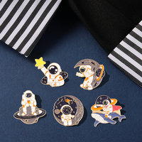 Astronaut Enamel Pins Planet Rocket Whale Star Moon Galaxy Coffee Metal Brooches Badges Pins up Gift for Space Lover