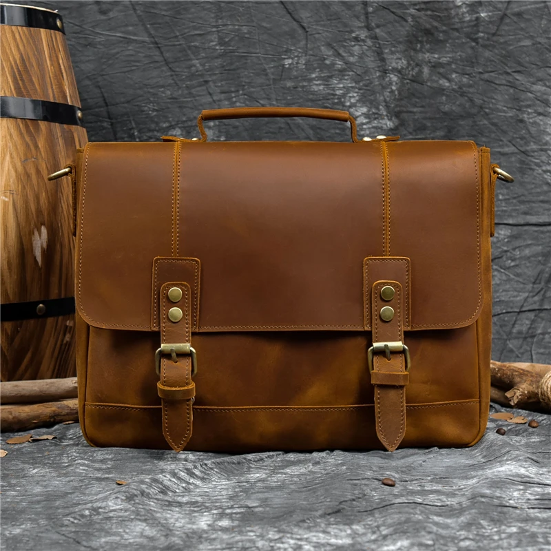 Man's Leather Briefcase Bag Laptop Handbags Computer Bag For Men Male Leather Briefcase for Business Travel Handbags Crossbody