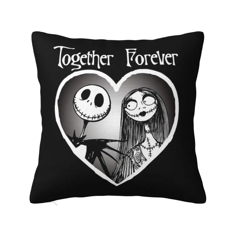 

Halloween Skull Jack Sally Throw Pillow Case Home Decoration Nightmare Before Christmas Movie Cushion Cover Square Pillowcase