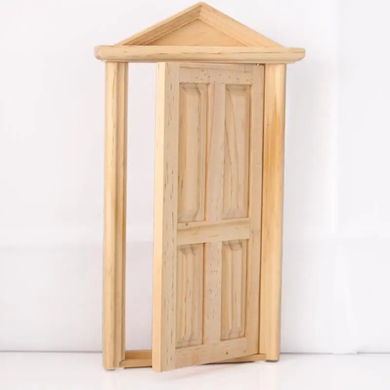 1/12 Unpainted 4-Panel Exterior Dollhouse Miniature Wooden Door