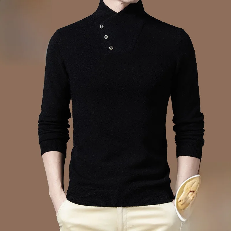 

Autumn Winter Thiened High Collar Camere Sweater Men's Slim Fit Wool irt Faionable Busin Casual Long Sve Knitwear