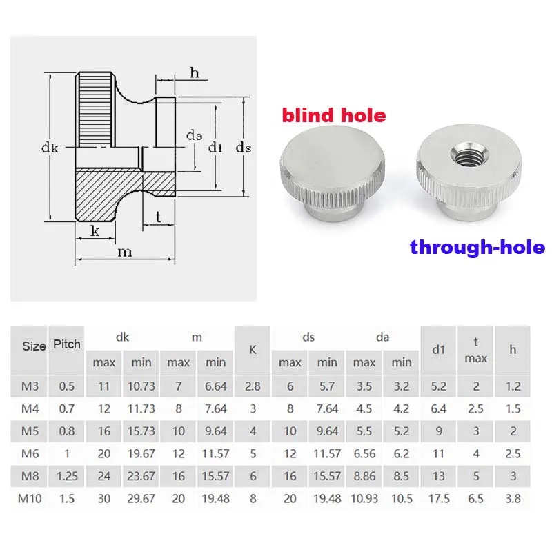 1/10pcs M2~M12 304 Stainless Steel High Head Knurled Nut Hand Tighten Screw Cap Blind Through Hole Advertising Decorative Nail