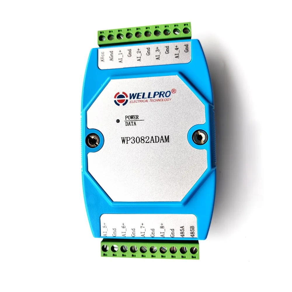 WP3082ADAM 8AI 0-20MA OR 4-20MA analog input module DIN RAIL RS485 MODBUS RTU communications WELLPRO