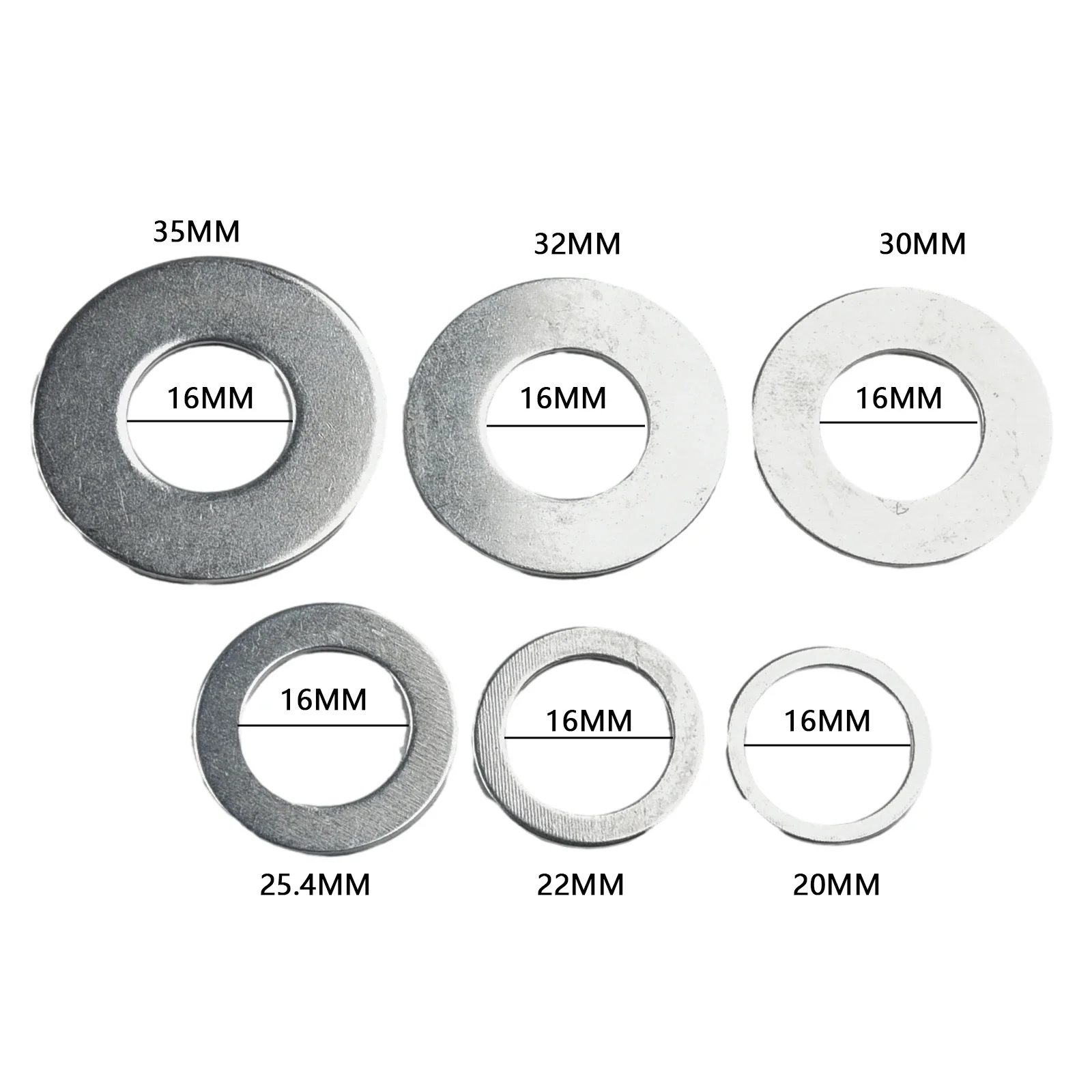 Circular Saw Blade Reduction Ring, Anel de conversão, Silver Practical Tool Parts, 6Pcs Set