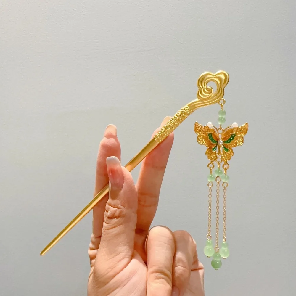 

Antique Fan Tassels Hair Stick Gourd Gold Color Chinese Style Hairpin Ancient Style Girl Hair Accessories Hanfu Headwear Women