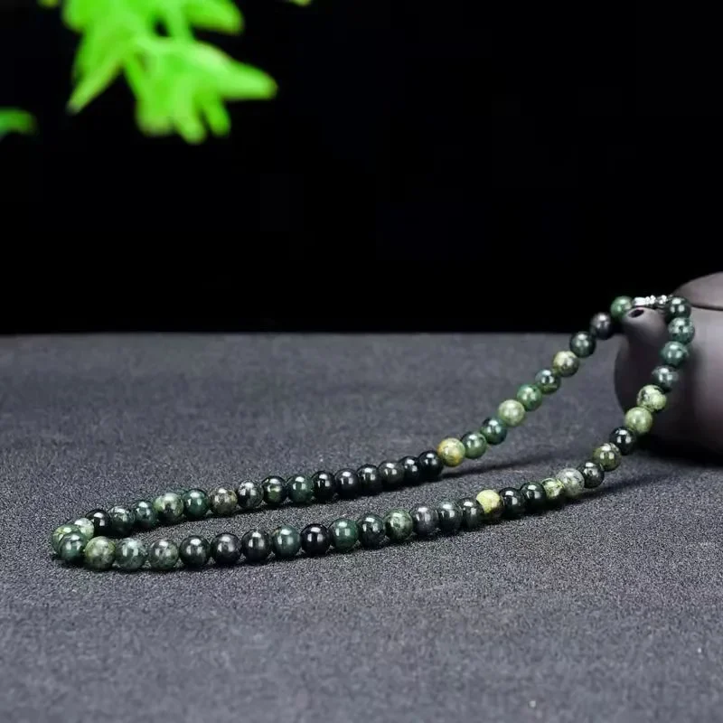 Medicine king stone no matter brand pendant dark green jade safety brand necklace jade brand 8mm