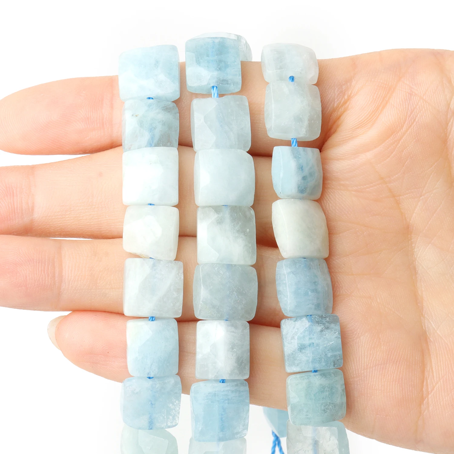 10x5mm AAA Aquamarine Faceted Square Natural Stone Bead Blue Cube Loose Beads for Jewelry Making DIY Charms Bracelet Accessories