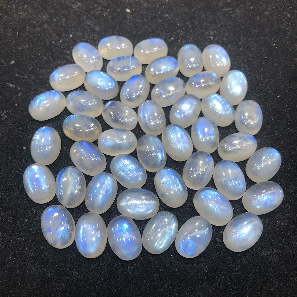 2pc/Lot Natural Stone Blue Moonstone Oval Cabochon Crystal Stones Quartz Crystals Gemstones Spiritual Products Meditation Chakra