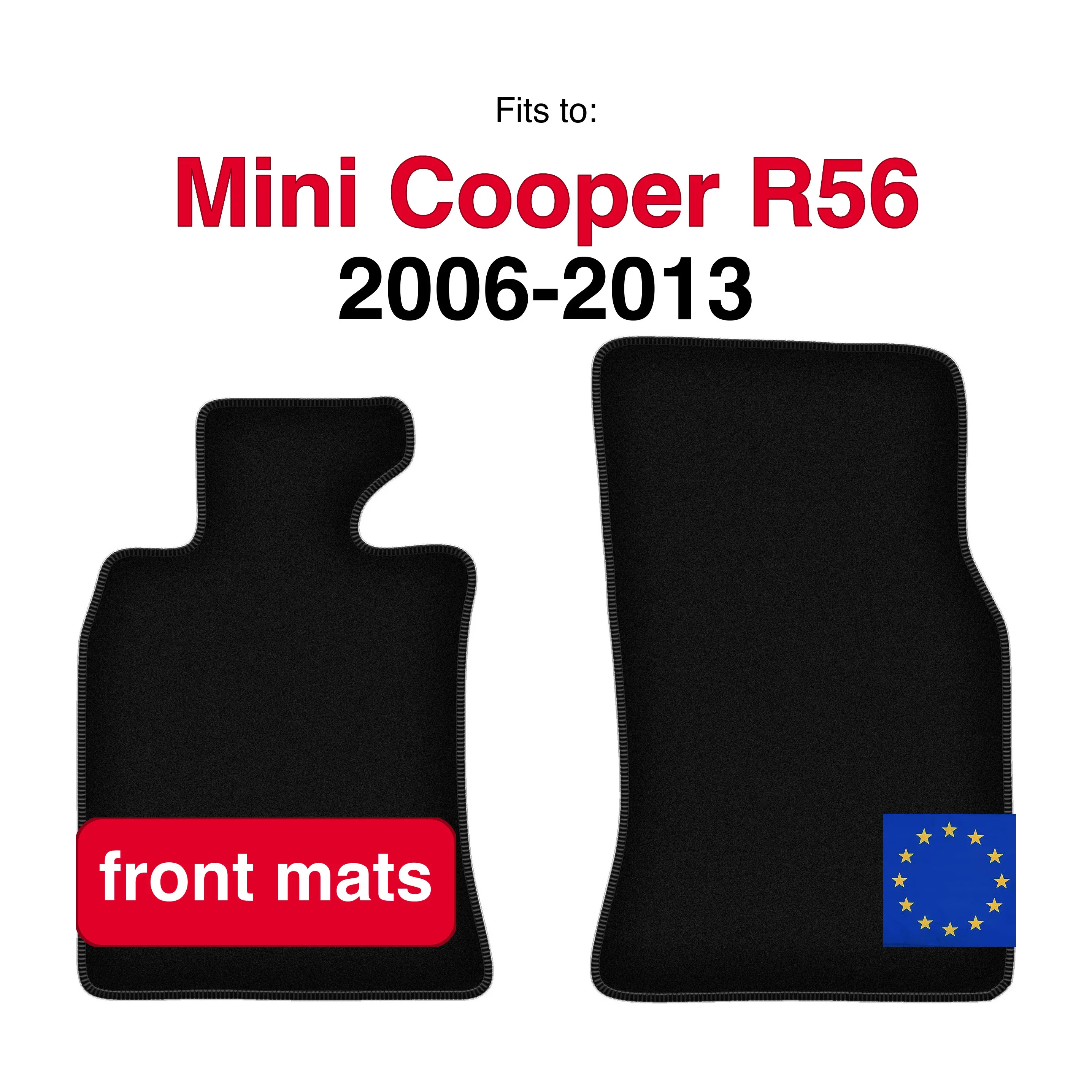 Tapis avant en velours pour Mini Cooper R56 hayon (2006-2013) -Noir (2 pcs)