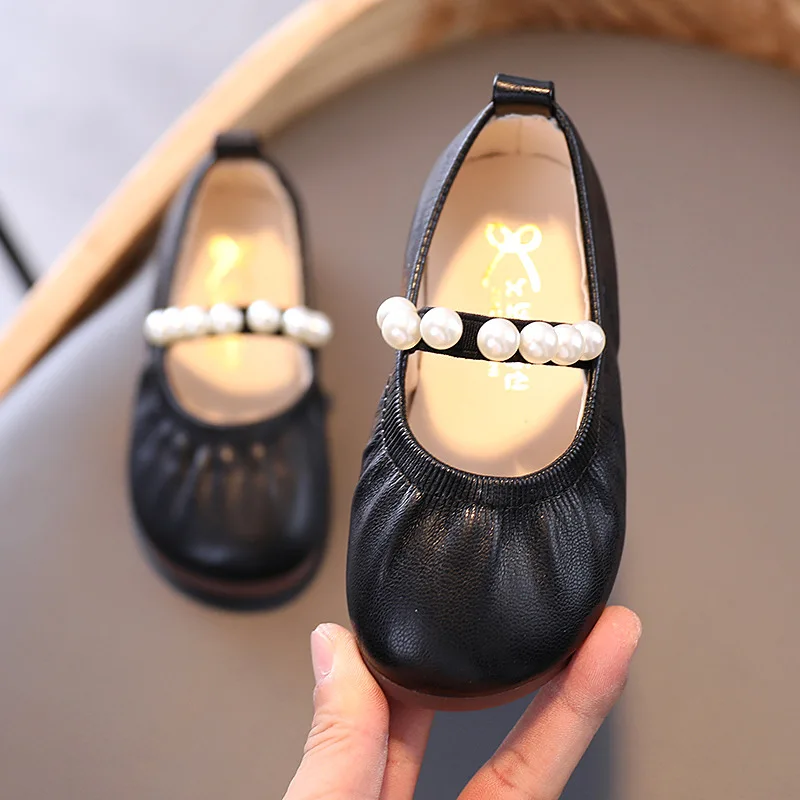 Child Leather Shoe Fashion Princess Shoe Soft Sole Anti Slip Mary Jane Shoes Pearl Casual Shoe Girl Versatile Lolita Shoes 여아구두