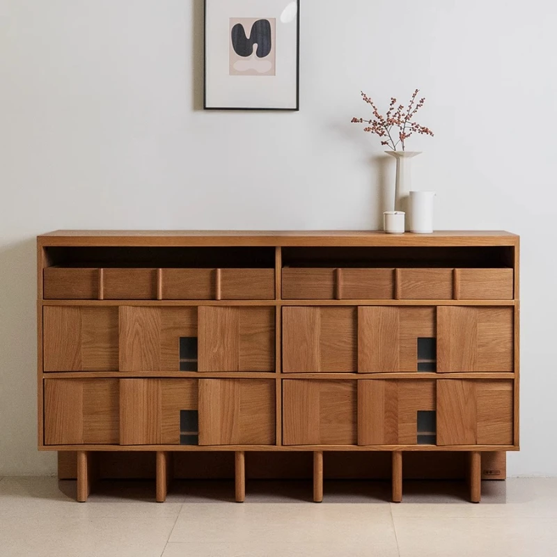 

Solid wood storage living room wall storage cabinet light luxury high sense