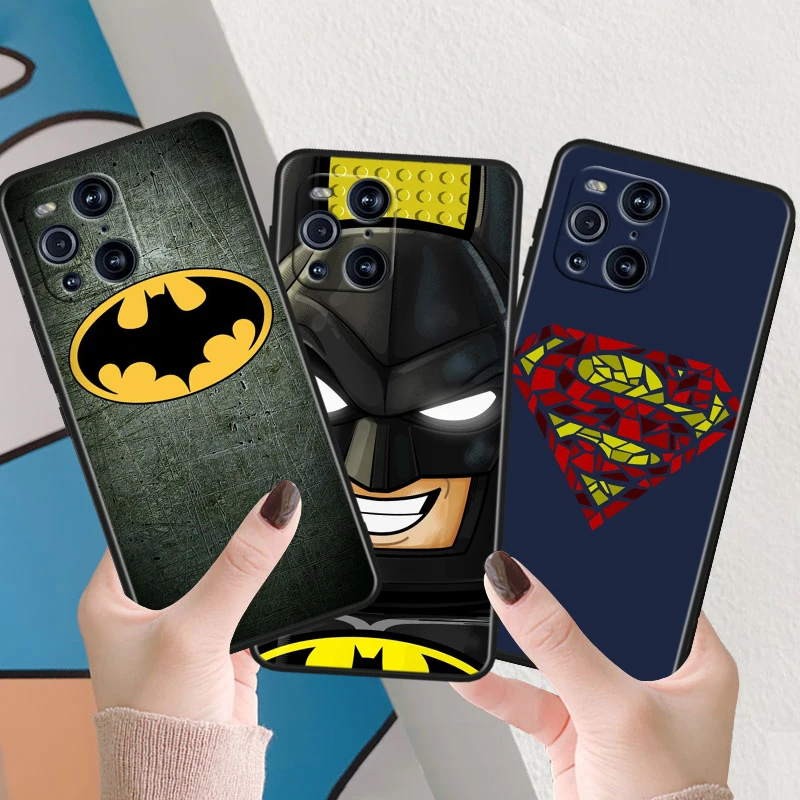 Batman Superman For OPPO Find X6 X5 X3 X2 F21S F21 Pro Lite Neo Black Silicone Soft Cover Capa Phone Case