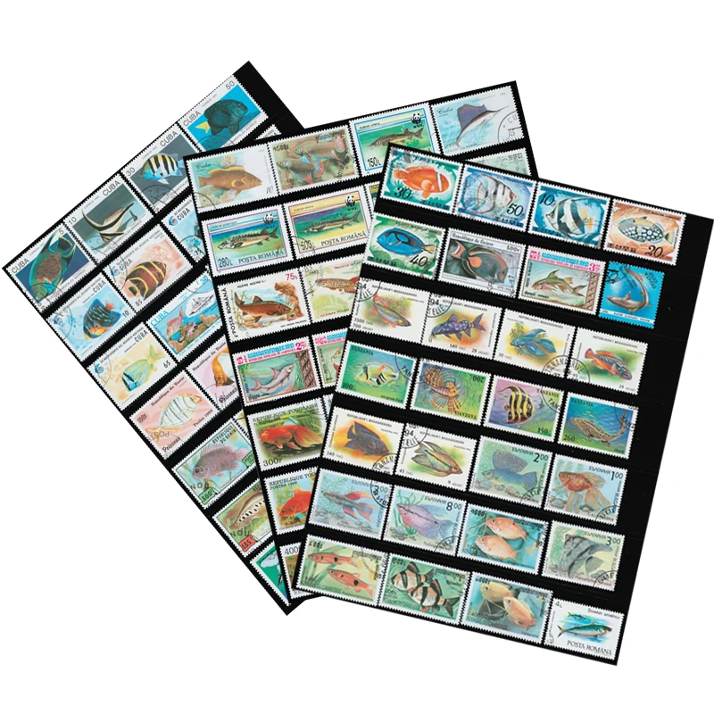 

100 PCS Different Topic Fish And Marine Organism Unused With Post Mark Postage Stamps Collecting In Good Condition