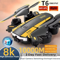 2025 T6 Drone 8k Profesional 4K HD GPS Camera Obstacle Avoidance Aerial Photography Optical Flow Foldable Quadcopter Gift 1KM