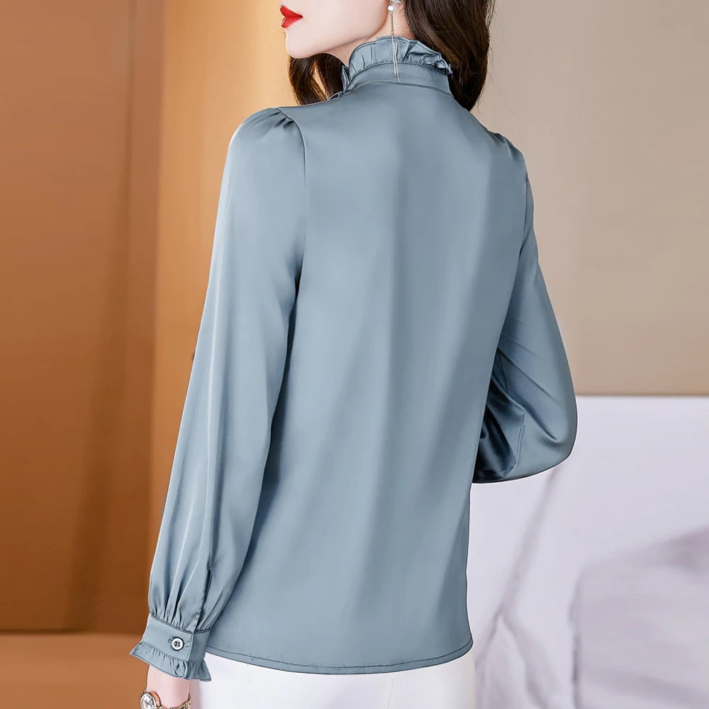 Fashion Satin Blouse Women 2024 Long Sleeve Tops and Blouses Office Lady Korean Style Streetwear Clothing Shirts Blusas Mujer