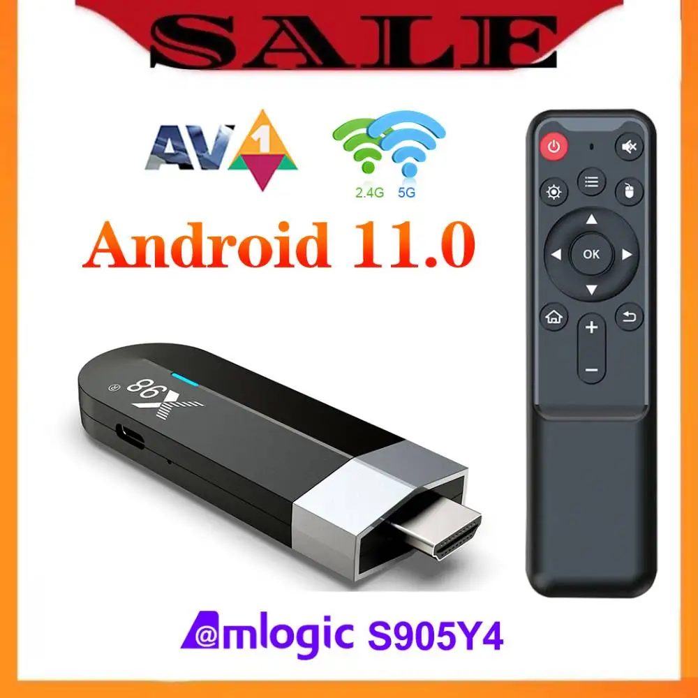 X98 S500 Android 11 TV Stick Amlogic S905Y4 AV1 Quad Core 4K Box 60fps Dual Wifi BT Android 11.0 Media Player PK X96S Dongle