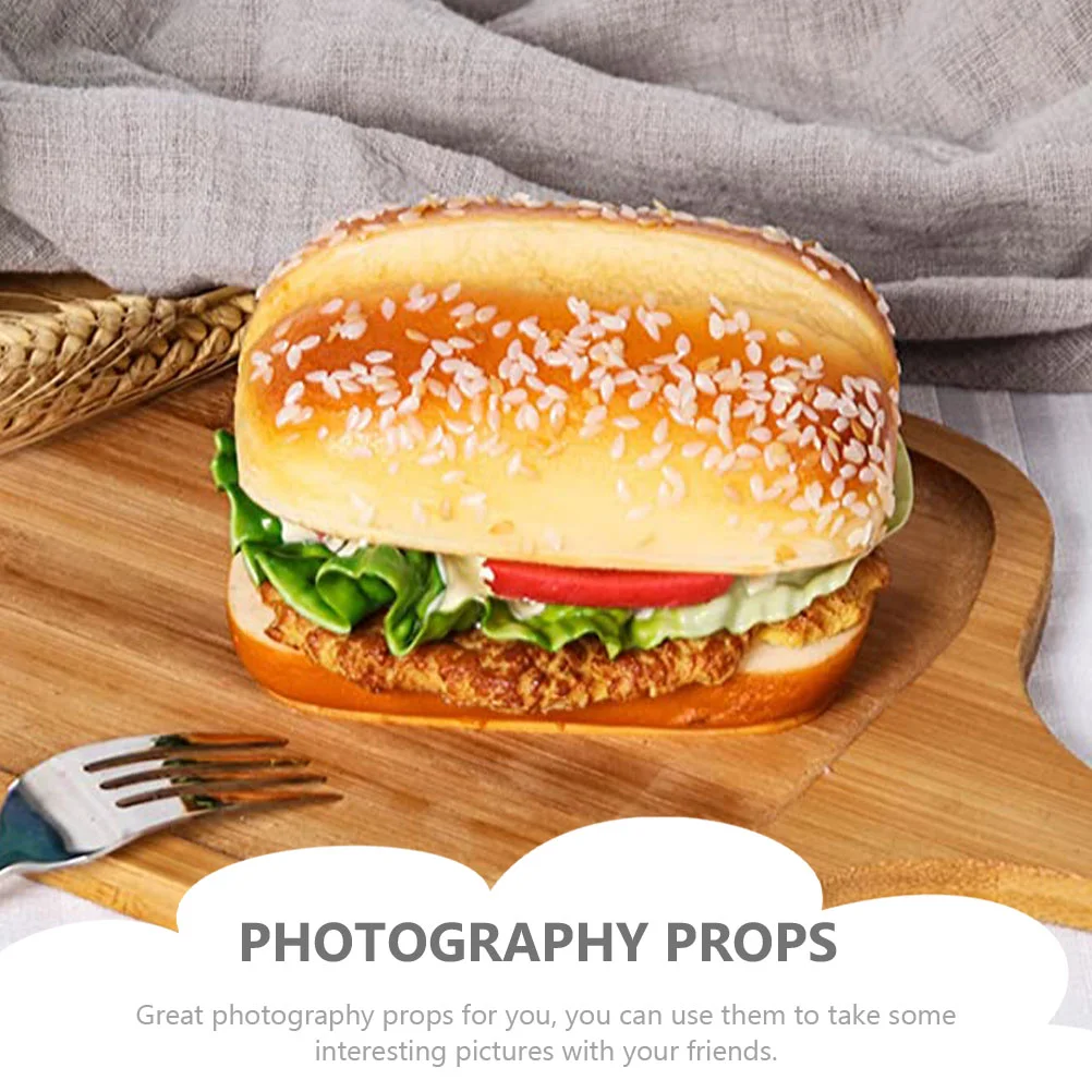 2pcs Delicate Simulation Burger Model PU Burger Decoration Baking Photography Props Fake Burger Decors