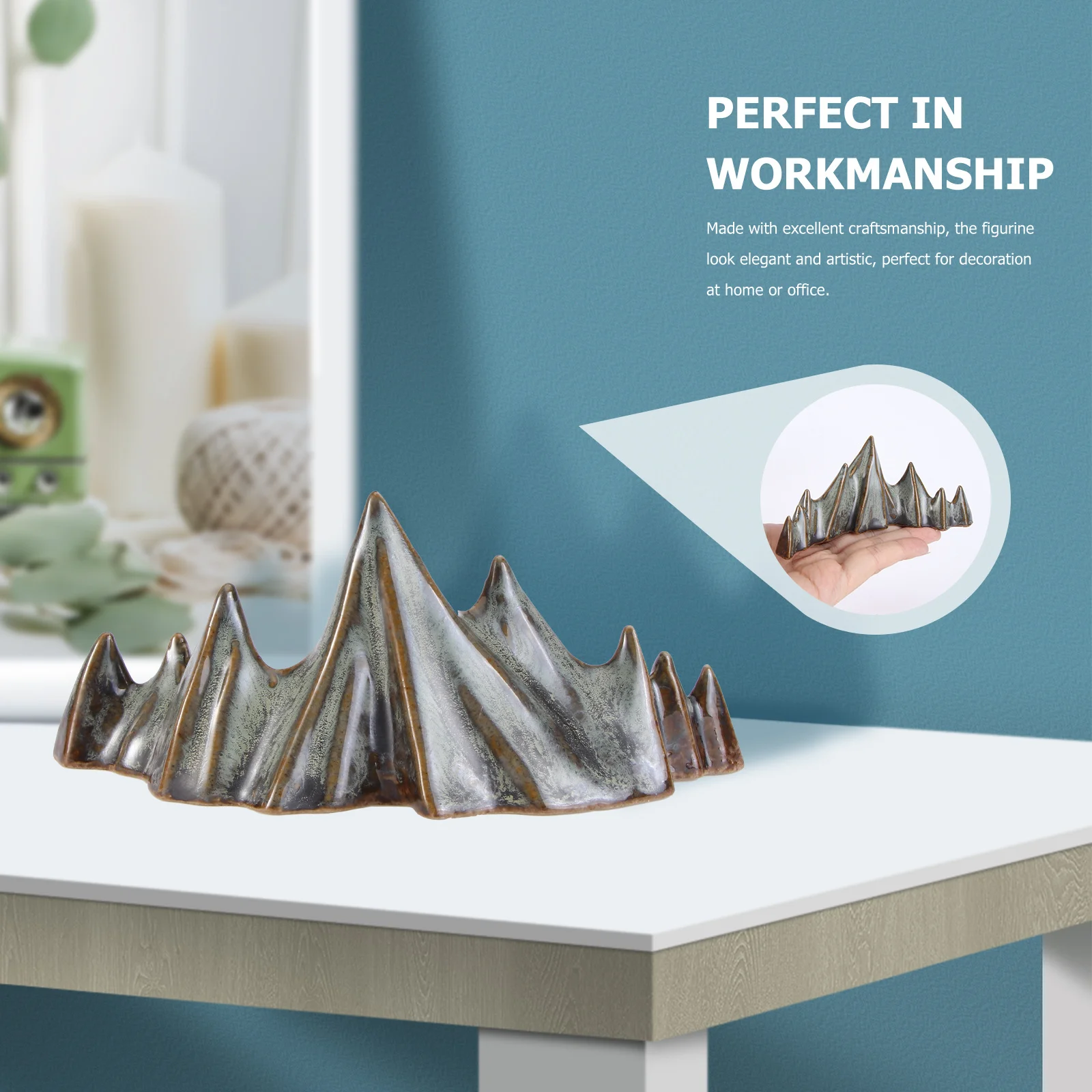 

1Pcs Light Brown Fake Mountain Decor Ceramic Craft for Miniature Garden Bonsai Layout DIY Desktop Ornament Garden Scenery Decor