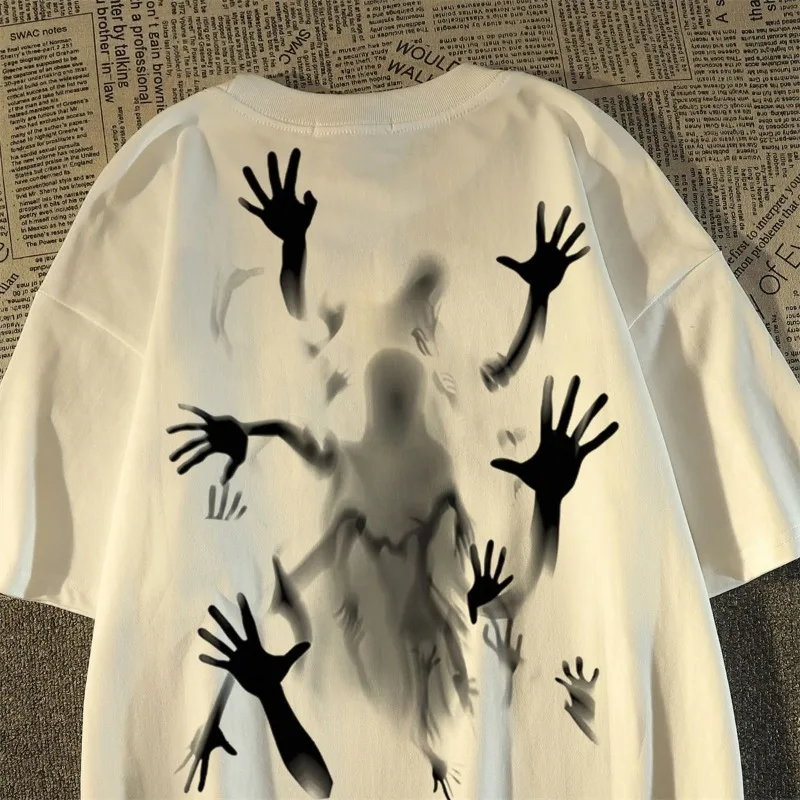 Pure Cotton Dark High Street Ghost Short-sleeved T-shirt Women's Summer High Street Loose Top