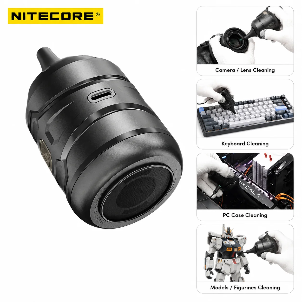 NITECORE BB nano Wired Portable Versatile Electronic Blower Mini Wired Vacuum Cleaner Len Sensor Duster for Canon Sony Anime Car
