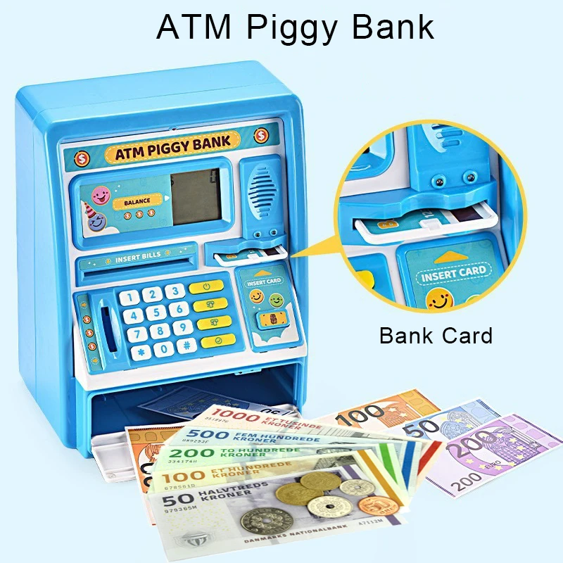 

ATM Piggy Bank with Automatic Money Rolling, Electronic Coin Counter Savings Box with Card Slot Smart Toy for Kids Birthday Gift