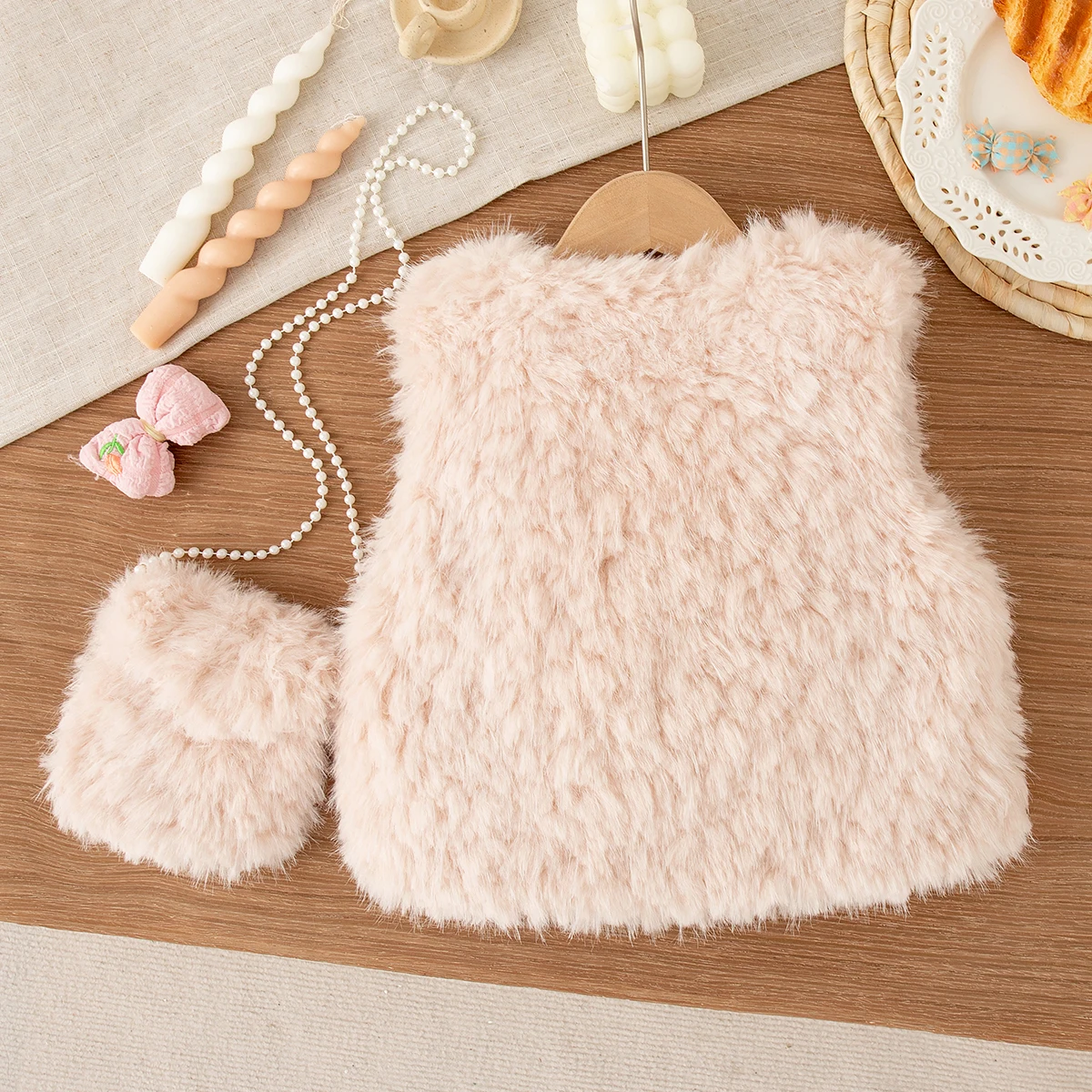 Winter New Sweet Bow Baby Girl Vest Jacket, Thick And Warm Children'S Clothing Free Gift Bag (9 Months -4 Years Old)