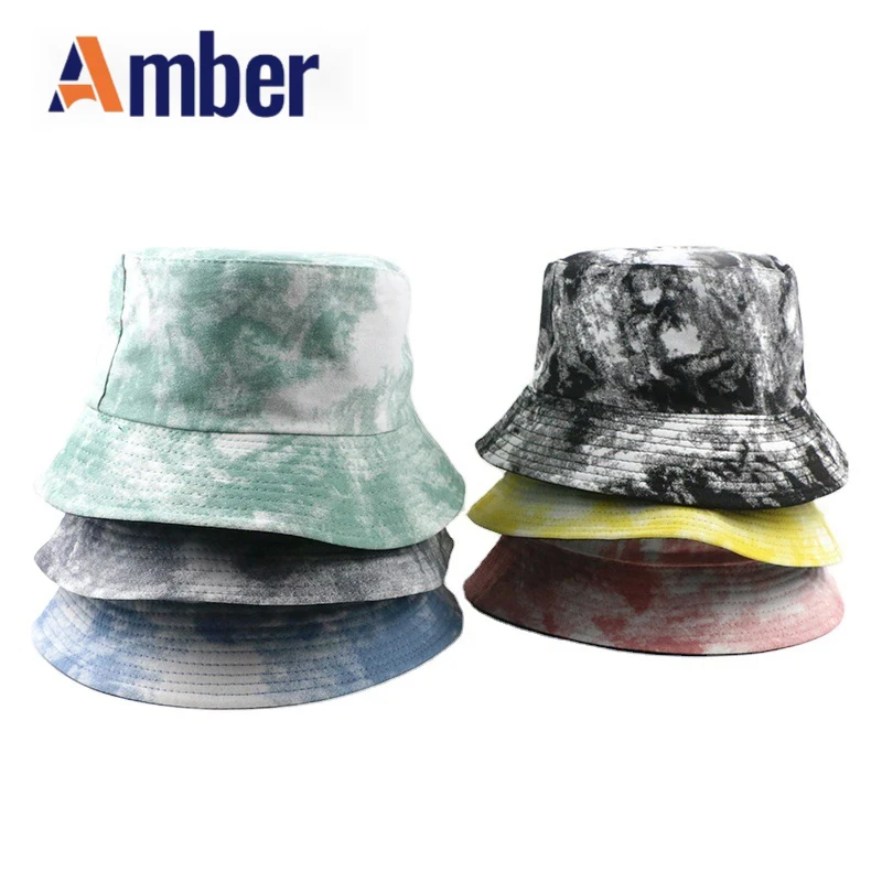 

Amber Tie Dye Bucket Hat Reversible Fisherman Panama Hats Men Women Foldable Double Sides Hip Hop Summer Outdoor Fishion Cap