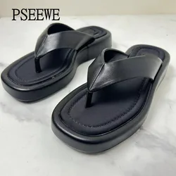 PSEEWE 2024 Black Women Sandals Summer Fashion Flip flops Slippers Women Shoes Thick Bottom Open Toe Shoes For Woman Slippers