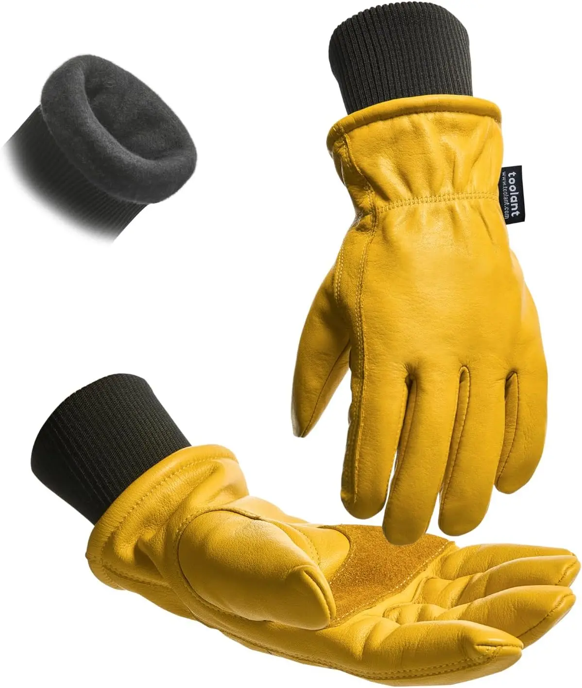 Guantes de Trabajo de Invierno para Hombre, 100% Cuero Vacuno con Forro Thinsulate, Resistentes al Agua y a la Abrasión