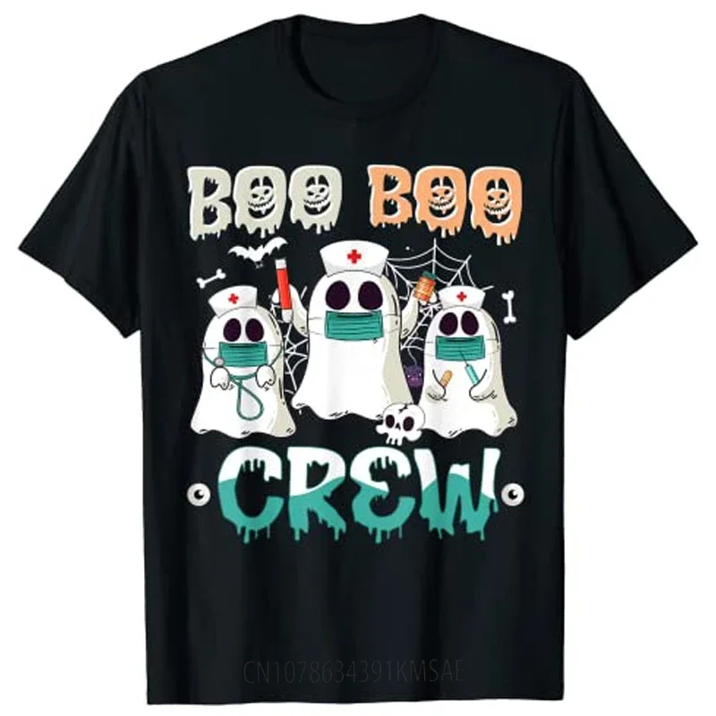 

Boo Boo Crew Медсестра Хэллоуин Костюм Призрака Одинаковая футболка для женщин Футболка с рисунком