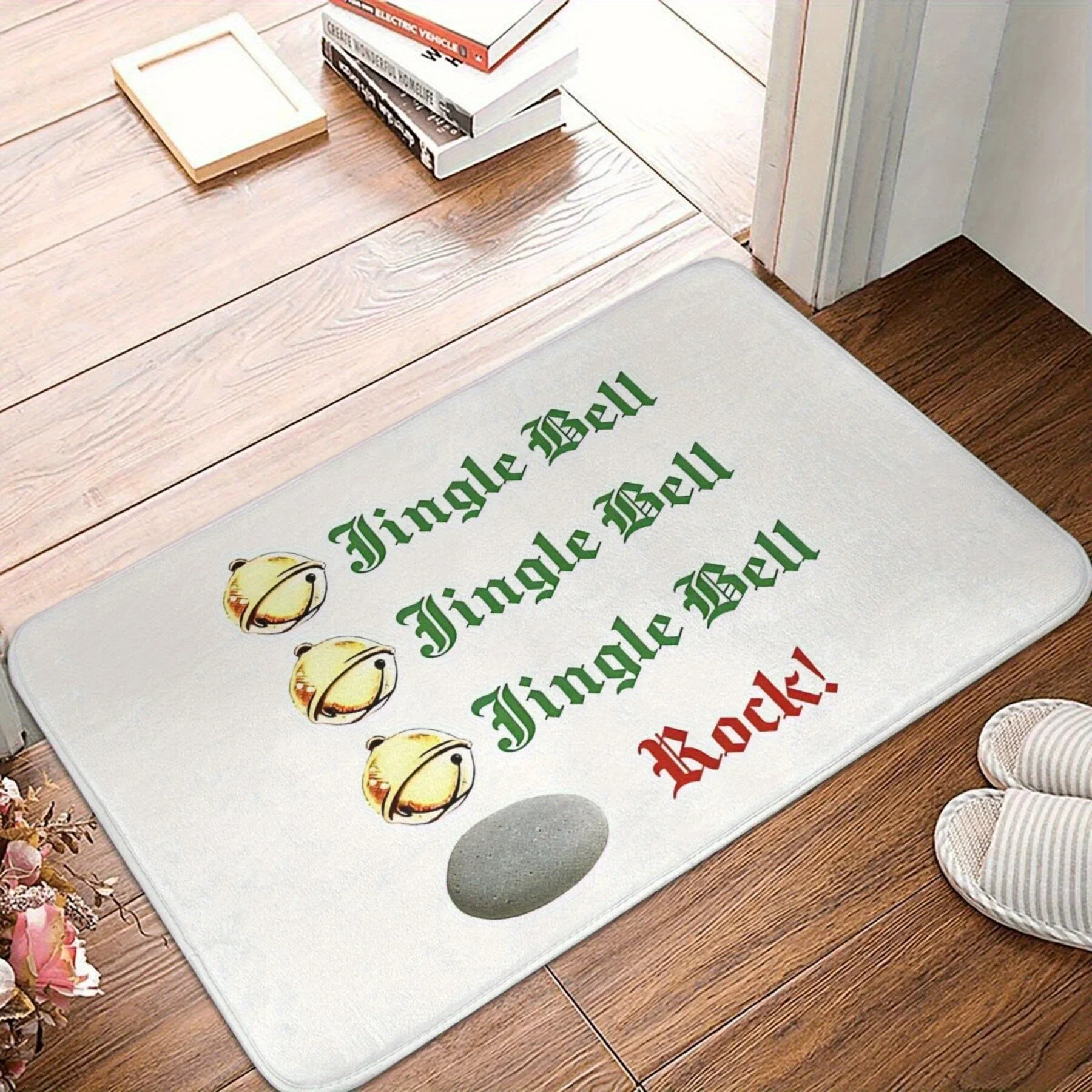 Jingle Bells! Christmas Door Mat-Lightweight, Non-Slip, Machine Washable Polyester Welcome Mat, Suitable for Bathroom, Bedroom