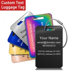 Laser Engraving Custom Text Luggage Tag Personalized Suitcase Tag Travel Accessories Customized Text Stainless Steel Labels