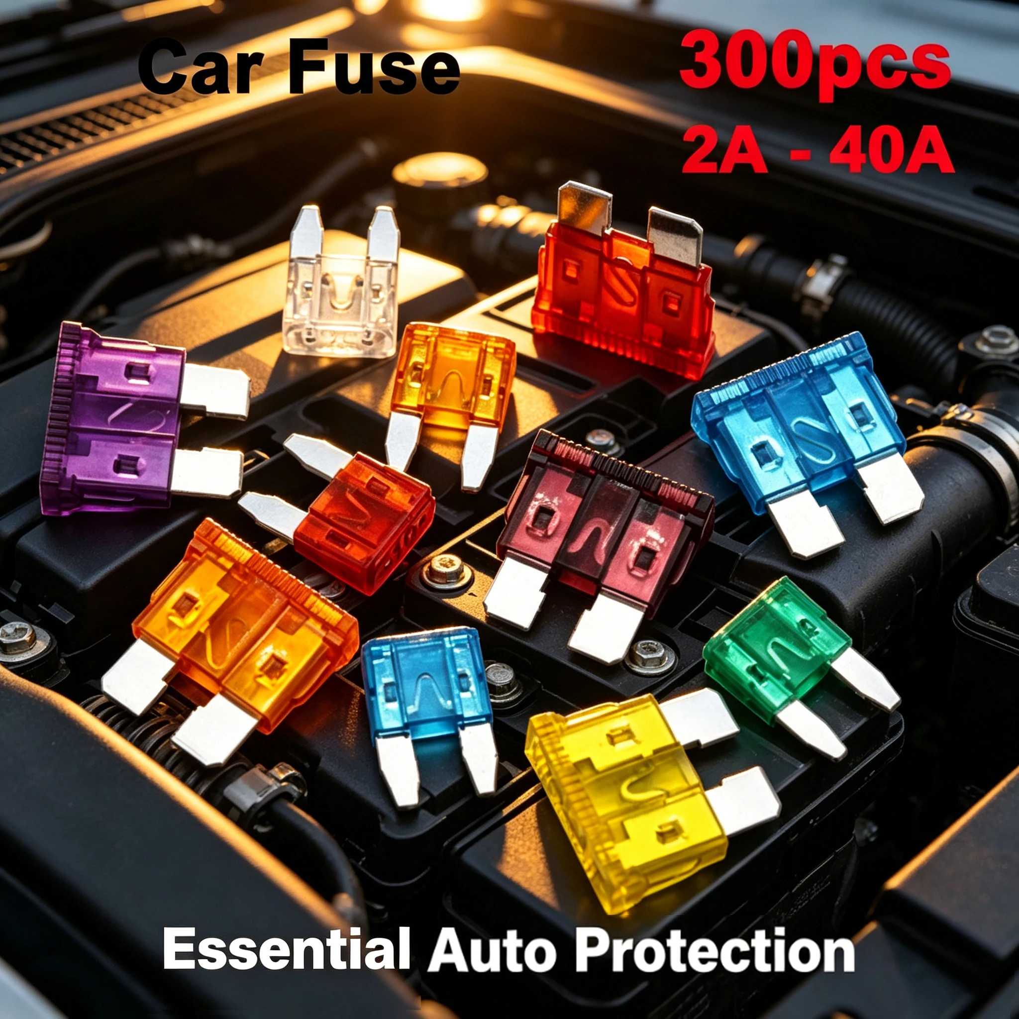 Mixed Car Blade Fuse Kit 300Pcs Size 2A 3A 5A-40A Automotive Truck Boat With Removal Puller Vehicle Electrical Safety Parts
