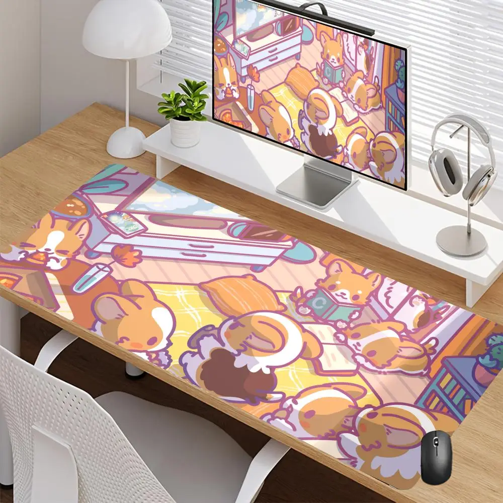 

Anime Corgi Dog Mouse Pad Mouse Pad Desk Mouse Pad Cute HD Desk Pad Extended Gaming Keyboard Mats Large XXL Gamer Mousepad 90x40