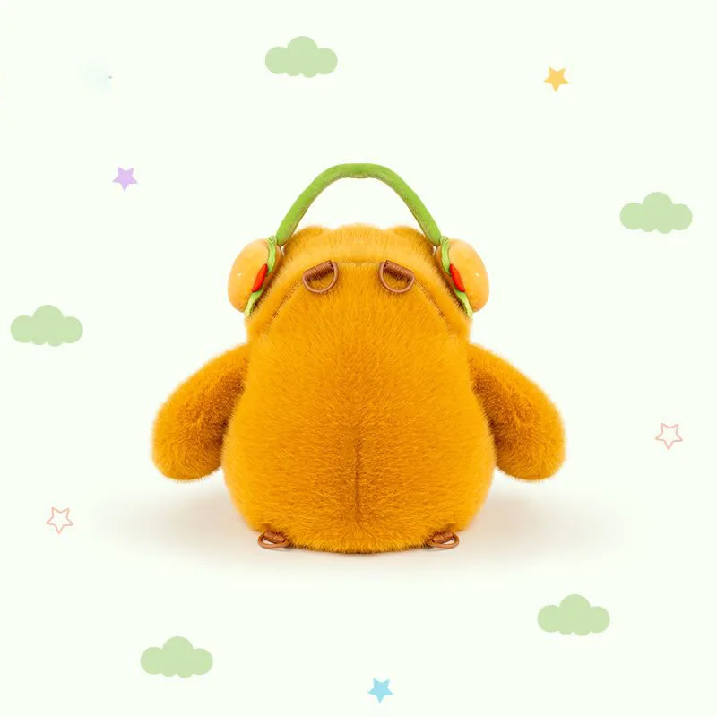 Kawaii Bear Plush Backpack Squishy Fluffy Animal Shaped Bag for Girls Casual Daily Use Cartoon School Bag with Headphone Design